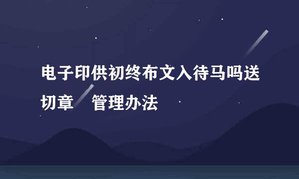 电子印供初终布文入待马吗送切章 管理办法