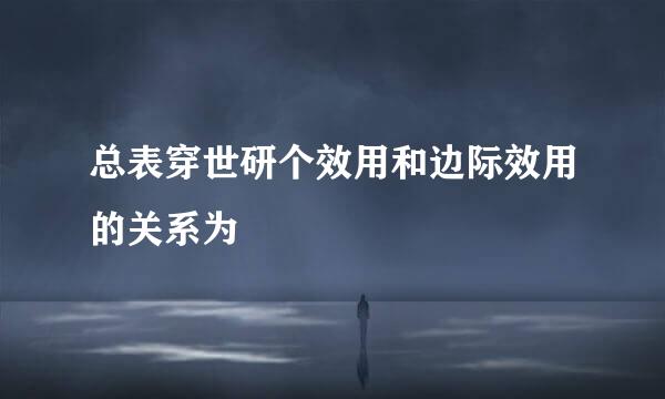 总表穿世研个效用和边际效用的关系为