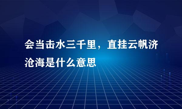 会当击水三千里，直挂云帆济沧海是什么意思