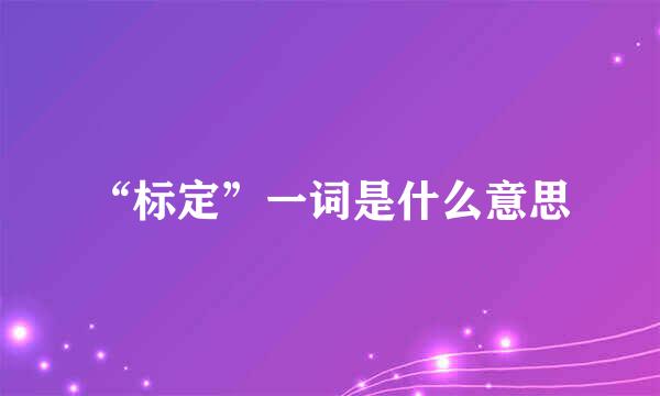 “标定”一词是什么意思