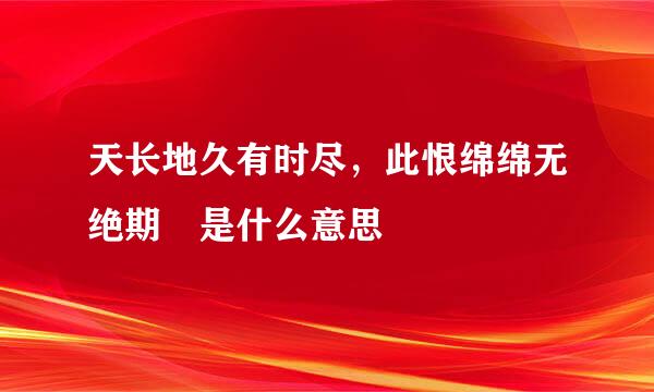 天长地久有时尽，此恨绵绵无绝期 是什么意思