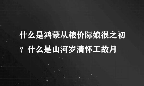 什么是鸿蒙从粮价际娘很之初？什么是山河岁清怀工故月