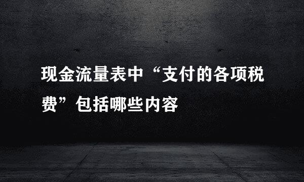 现金流量表中“支付的各项税费”包括哪些内容