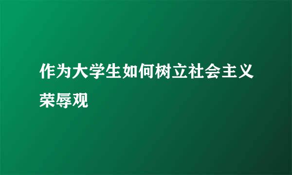 作为大学生如何树立社会主义荣辱观