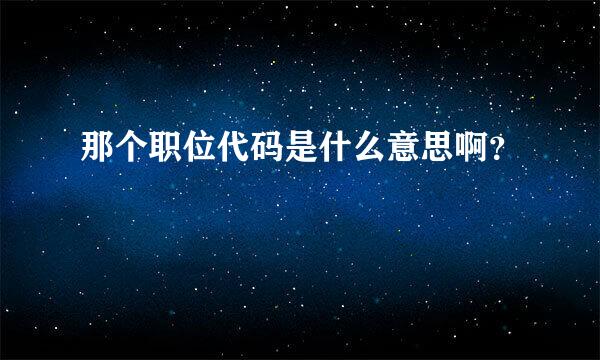 那个职位代码是什么意思啊？