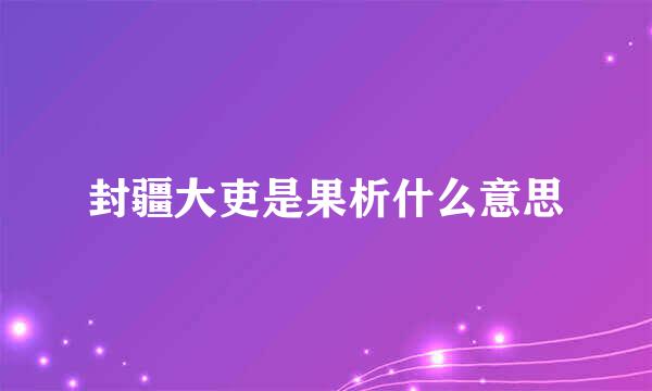 封疆大吏是果析什么意思