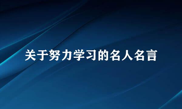 关于努力学习的名人名言