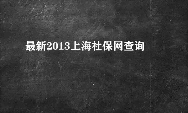 最新2013上海社保网查询