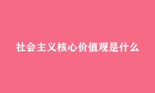 社会主义核心价值观是什么