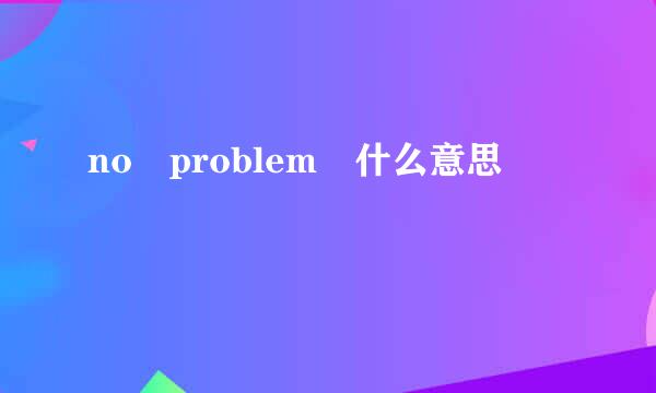 no problem 什么意思