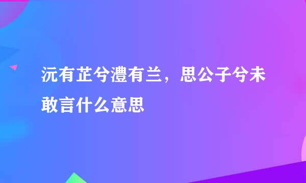 沅有芷兮澧有兰，思公子兮未敢言什么意思