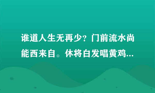 谁道人生无再少？门前流水尚能西来自。休将白发唱黄鸡。这句什么意思？