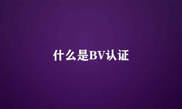 什么是BV认证