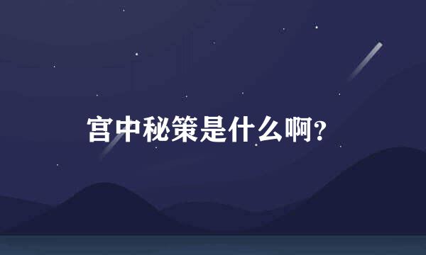 宫中秘策是什么啊？