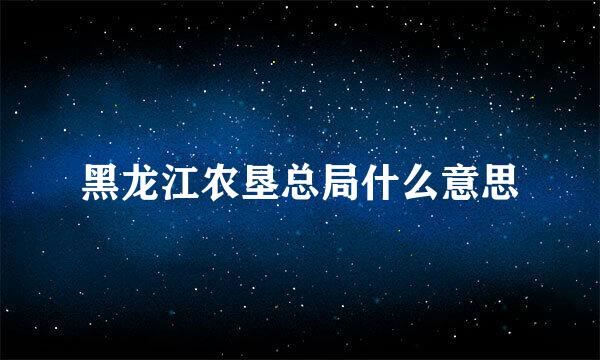 黑龙江农垦总局什么意思