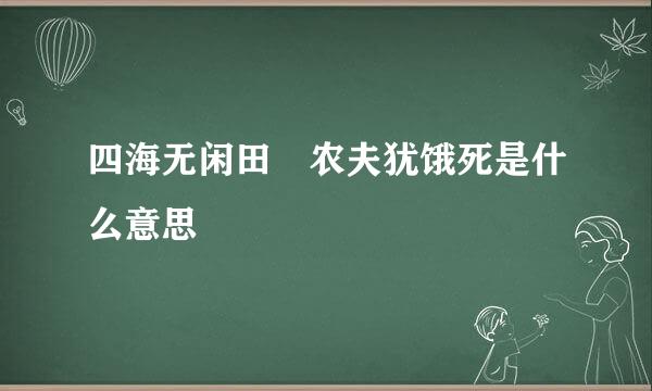 四海无闲田 农夫犹饿死是什么意思