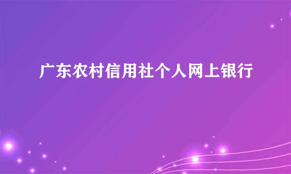 广东农村信用社个人网上银行