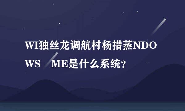 WI独丝龙调航村杨措蒸NDOWS ME是什么系统？