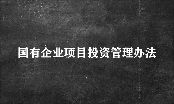 国有企业项目投资管理办法