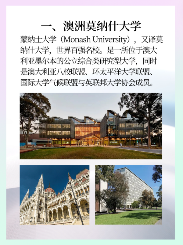 澳洲莫纳什大学排名