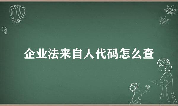 企业法来自人代码怎么查