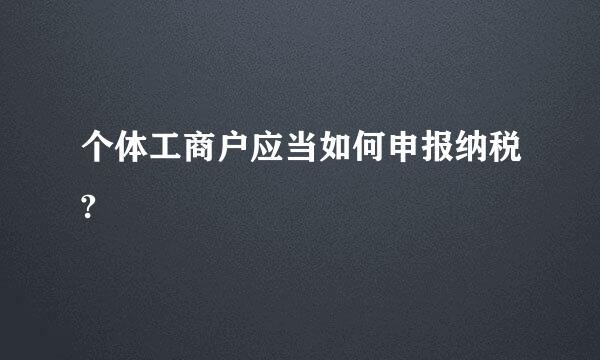 个体工商户应当如何申报纳税?