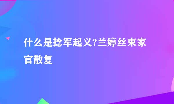 什么是捻军起义?兰婷丝束家官散复