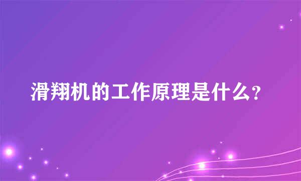 滑翔机的工作原理是什么？