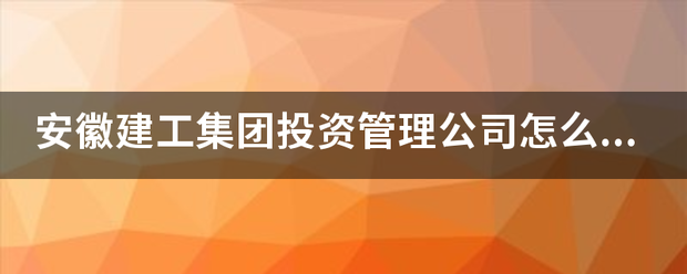 安徽建工集团投资管理公司怎么样？