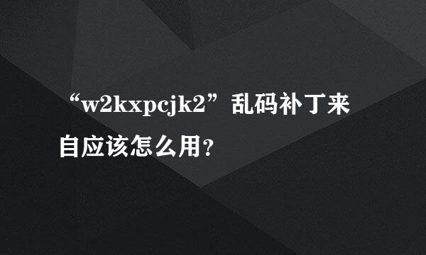 “w2kxpcjk2”乱码补丁来自应该怎么用？