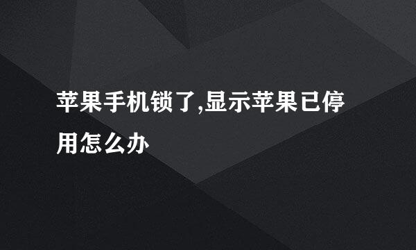 苹果手机锁了,显示苹果已停用怎么办