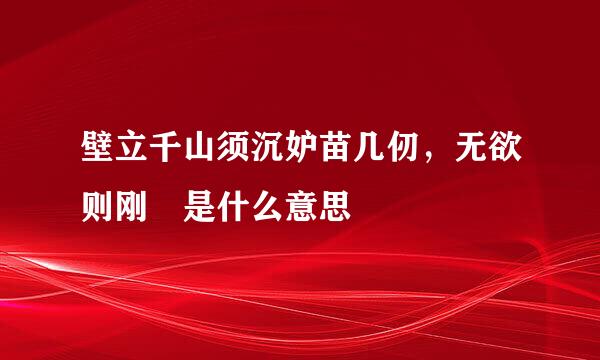 壁立千山须沉妒苗几仞，无欲则刚 是什么意思