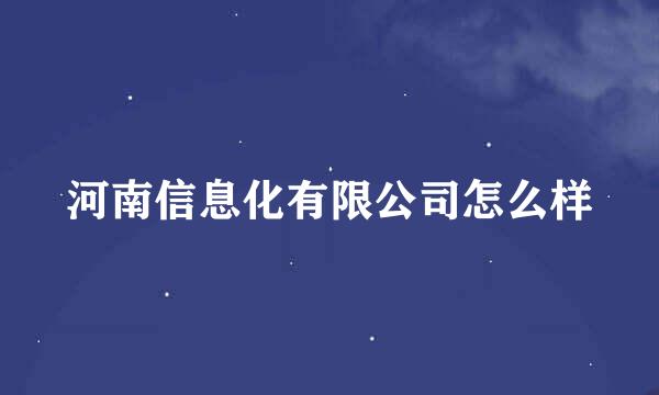 河南信息化有限公司怎么样