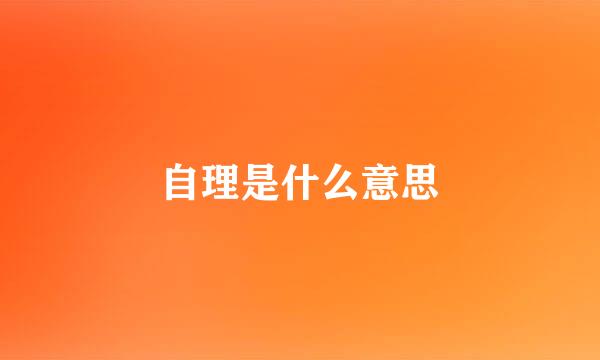 自理是什么意思