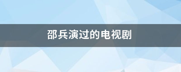 邵兵演过的电视剧