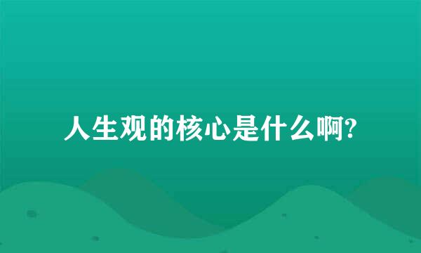 人生观的核心是什么啊?