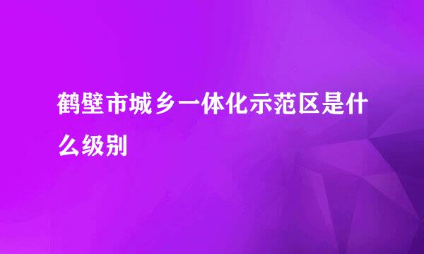 鹤壁市城乡一体化示范区是什么级别