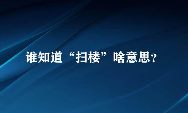 谁知道“扫楼”啥意思？