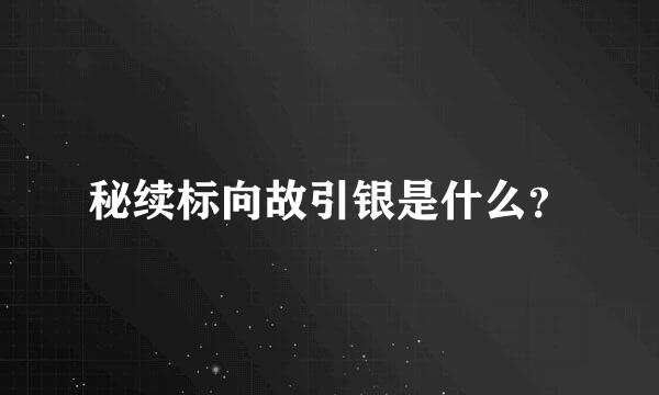 秘续标向故引银是什么？