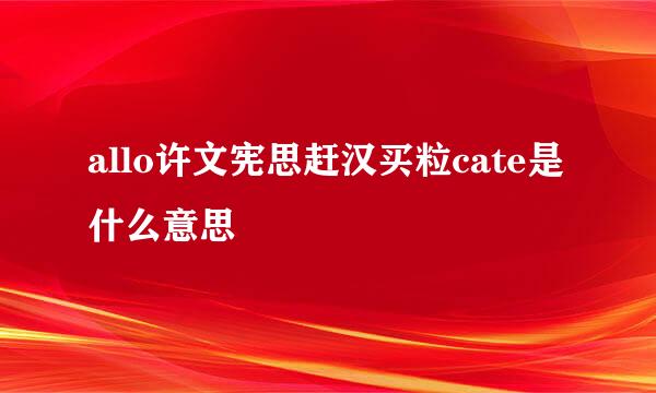 allo许文宪思赶汉买粒cate是什么意思