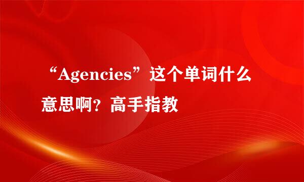 “Agencies”这个单词什么意思啊？高手指教