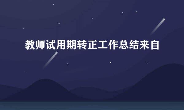 教师试用期转正工作总结来自