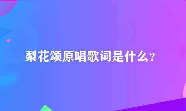 梨花颂原唱歌词是什么？