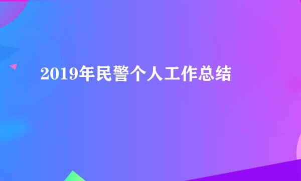 2019年民警个人工作总结