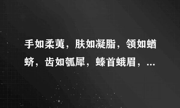 手如柔荑，肤如凝脂，领如蝤蛴，齿如瓠犀，螓首蛾眉，巧笑倩兮，美目盼兮。