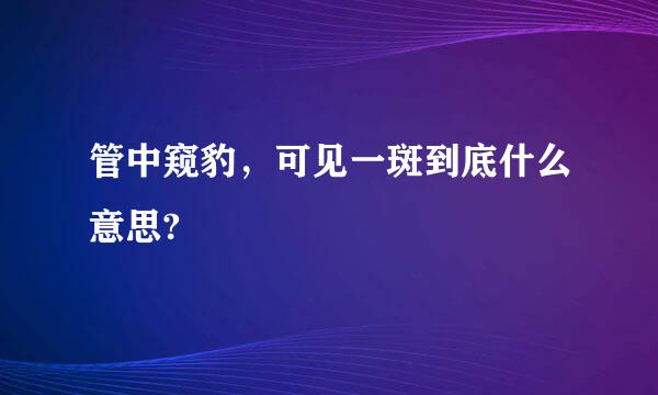 管中窥豹，可见一斑到底什么意思?