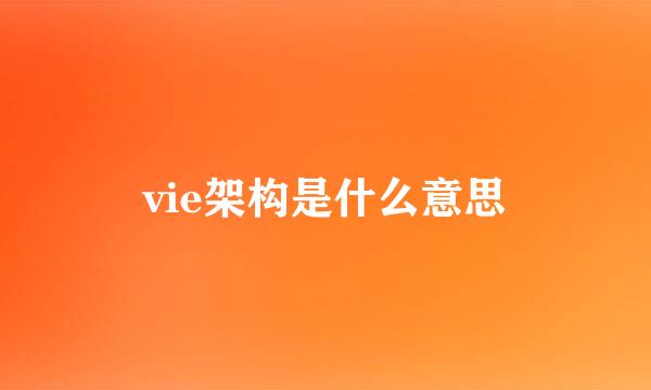 vie架构是什么意思