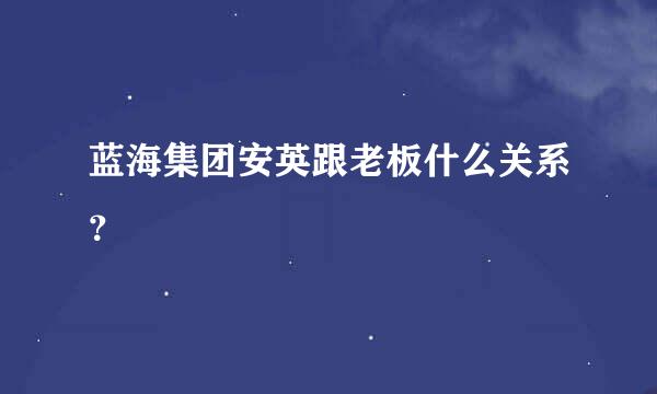 蓝海集团安英跟老板什么关系？