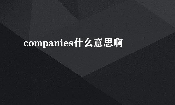 companies什么意思啊