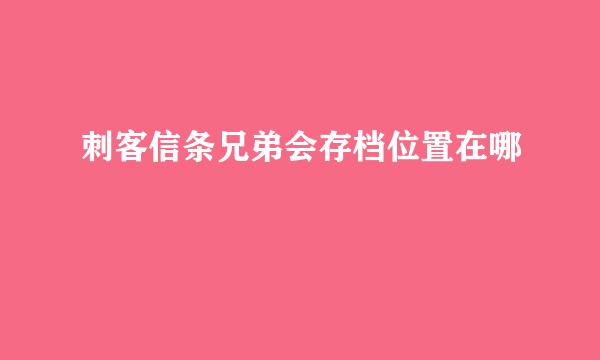 刺客信条兄弟会存档位置在哪